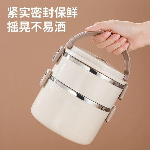大容量双层不锈钢饭盒带盖批发